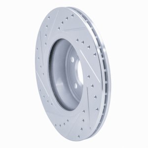 BMW 528i Brake Rotor (1) - Front Right - R1 Concepts - Drilled & Slotted - Silver - `11-`16